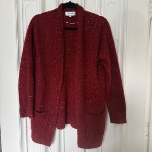 John + Jenn Red Cardigan Sweater Women's size Medium Academia Lagenlook Coastal